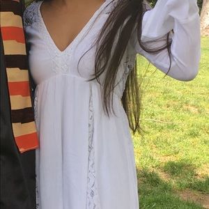 White Lace Sundress Bell Sleeves V-neck boho